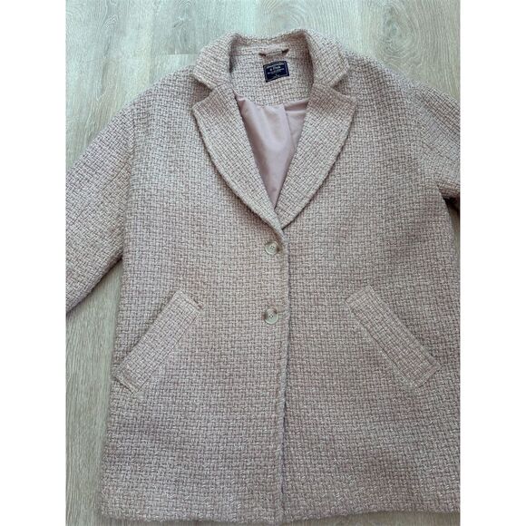 Abercrombie & Fitch Women's Pink Tweed Wool‎ Blend Overcoat Size L - Picture 2 of 5